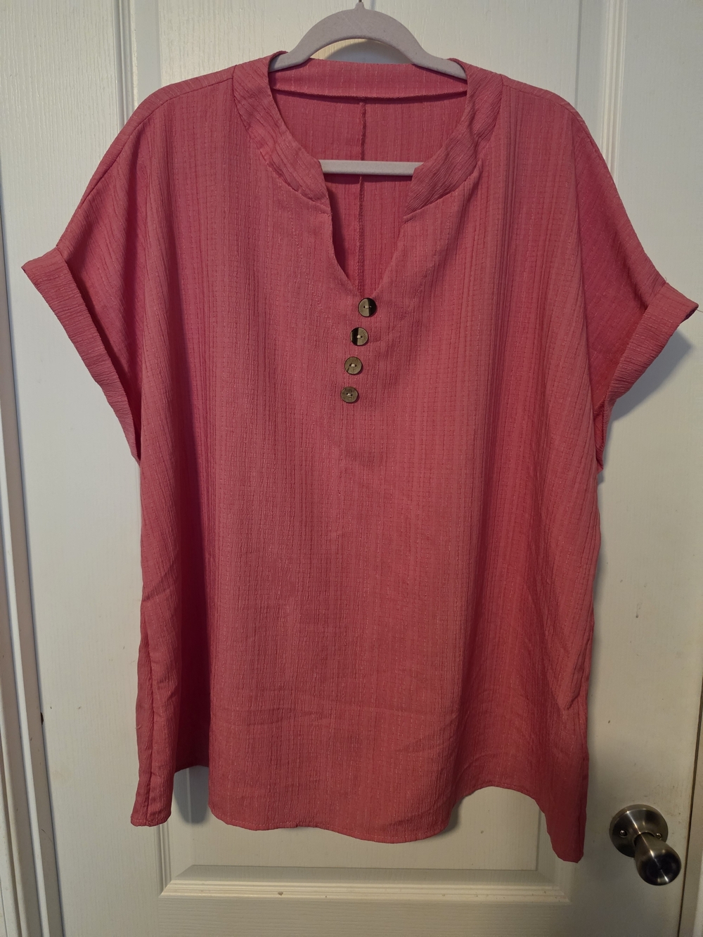 Relaxed Pink Button-Front Women's Top
